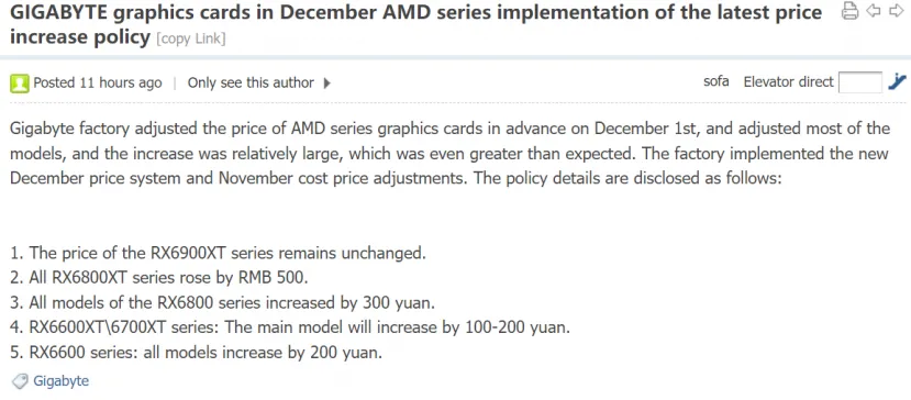 Geeknetic Gigabyte incrementa el precio de sus tarjetas gráficas AMD acordes con la subida anunciada 1