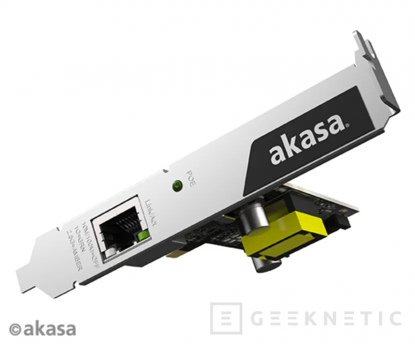 Geeknetic La nueva tarjeta PCIe con 2,5 GbE de Akasa es capaz de alimentar dispositivos a 25,5 W mediante PoE 2