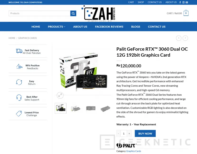Geeknetic Un vendedor oficial PALIT en Pakistán está vendiendo tarjetas gráficas NVIDIA RTX 3060 al doble de su precio 1