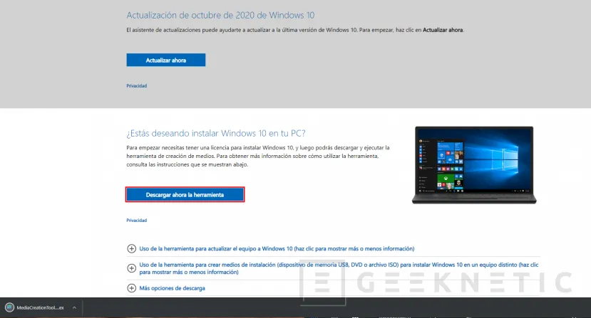 Geeknetic Cómo utilizar Media Creation Tool para Windows 10 1
