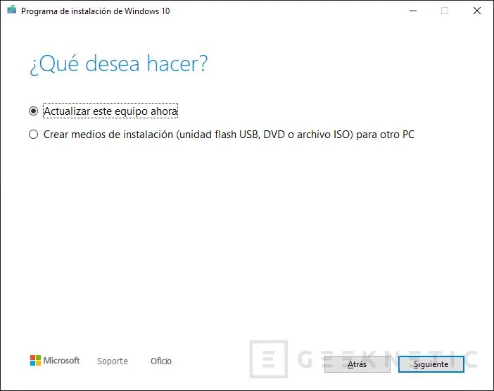Geeknetic Cómo utilizar Media Creation Tool para Windows 10 2