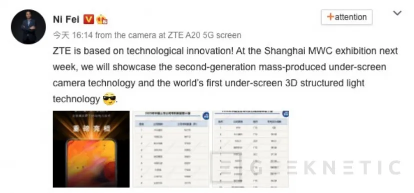 Geeknetic ZTE presentará la segunda generación de su tecnología para cámaras UD en el MWC 2021 1