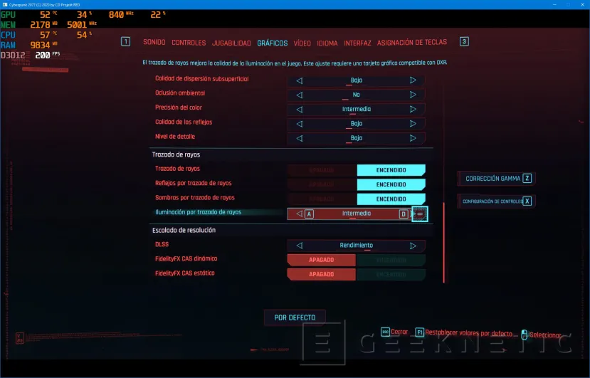 Geeknetic Cómo elegir la mejor configuración RTX y DLSS en Cyberpunk 2077 4