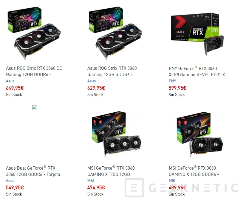 Geeknetic La falta de stock hace que las RTX 3060 alcancen precios de hasta 800 euros en tiendas 2