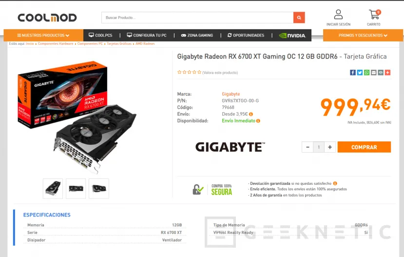 Geeknetic Las RX 6700 XT se están vendiendo por hasta 1.100 euros en tiendas españolas 3