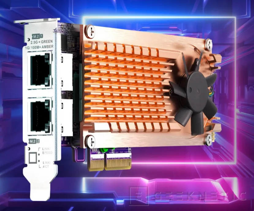 Geeknetic La QNAP QM2-2P2G2T es una tarjeta de expansión PCIe con dos M.2 NVMe y dos Ethernet a 2,5Gbps 2