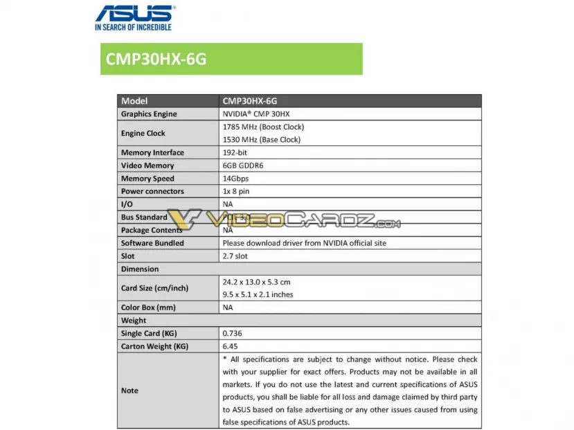 Geeknetic Asus lanzará en mayo la NVIDIA CMP 30HX para minería similar a la GTX 1660 con un precio de 799 dólares 3