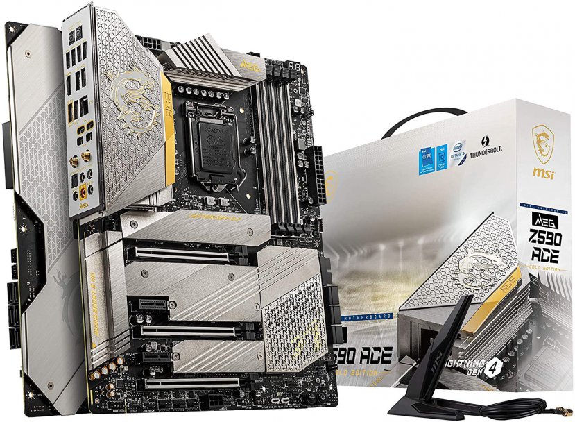 Geeknetic Vistas imágenes de la MSI MEG Z590 ACE Gold Edition luciendo color plata en lugar de negro 1