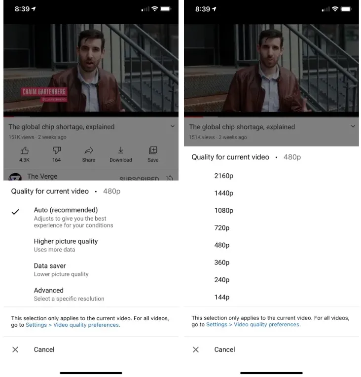 Geeknetic YouTube facilita el ahorro de datos móviles con un nuevo menú de opciones de resolución 1