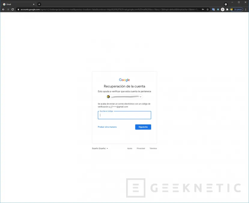 Geeknetic Cómo recuperar tu contraseña de Gmail 7