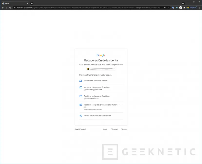 Geeknetic Cómo recuperar tu contraseña de Gmail 5