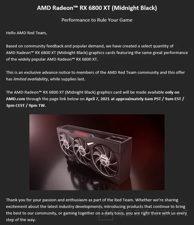 Geeknetic La nueva AMD Radeon RX 6800 XT Midnight Black se podrá comprar hoy a las 15:00 hasta agotar existencias 1