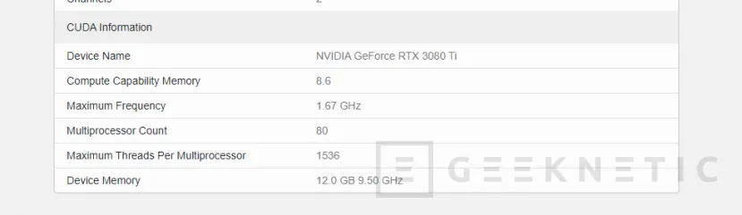 Geeknetic Primeros resultados de la NVIDIA RTX 3080 Ti en Geekbench con una puntuación similar a la RTX 3090 3