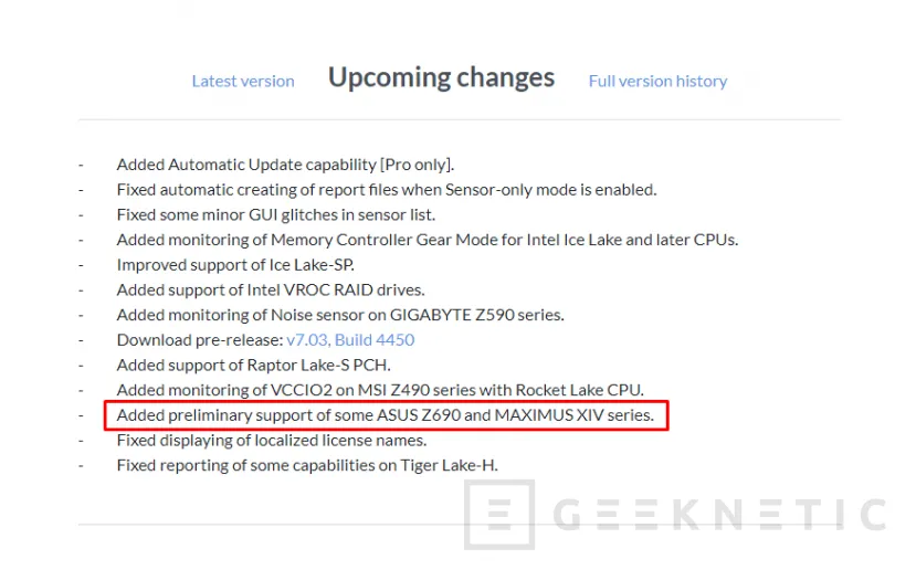 Geeknetic HWiNFO incluirá en su próxima versión soporte para chipset Z690 y placas Asus ROG Maximus XIV 1