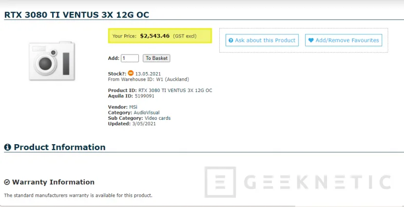 Geeknetic Listadas las RTX 3080 Ti desde los 1110 euros en tiendas de Australia y Nueva Zelanda 1