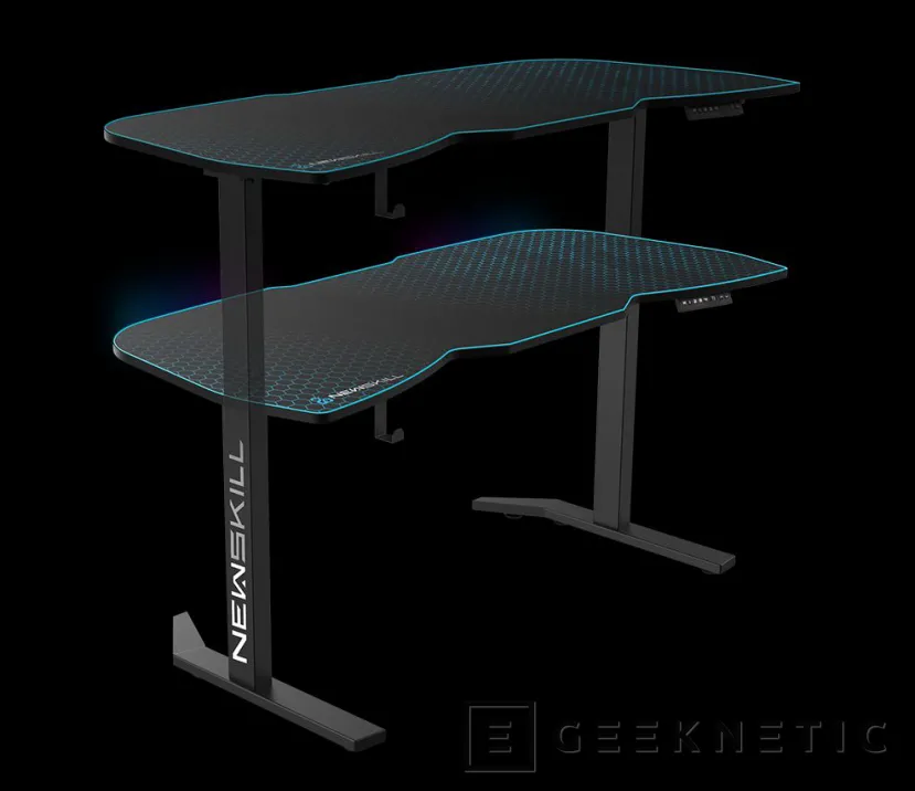 Geeknetic Newskill presenta dos mesas gaming con RGB Soft Dream y motor para ajustar su altura hasta 120 cm 2