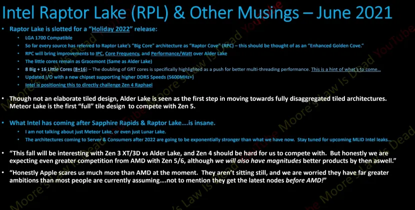 Geeknetic Intel Raptor Lake llegará en el 2022 con 8 núcleos de alto rendimiento y 16 de bajo consumo 1