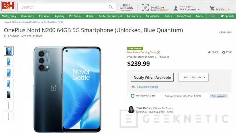 Geeknetic El OnePlus Nord N200 5G aparece en una tienda online a un precio de 239 dólares 1