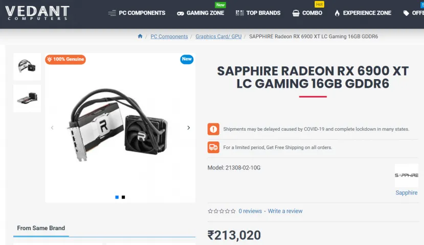 Geeknetic La AMD Radeon RX 6900 XT LC se vende de forma individual en la India por 2532 euros 1