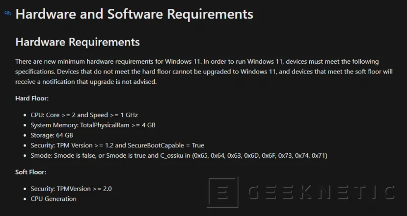 Geeknetic Windows 11 cuenta con dos conjuntos de requisitos mínimos; no requerirá TPM 2.0 1