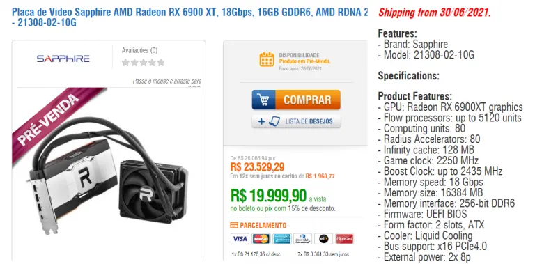 Geeknetic Avistada una AMD Radeon RX 6900 XTX de referencia con refrigeración líquida en una tienda de Brasil 3