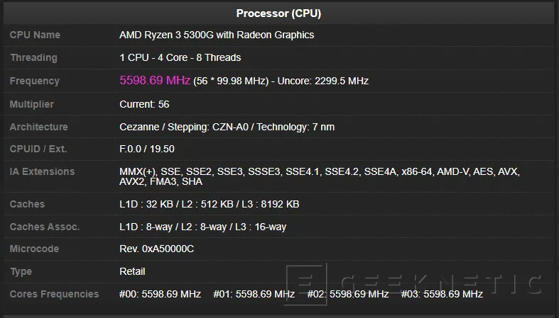 Geeknetic El AMD Ryzen 3 5300G alcanza los 5.6 GHz en todos los núcleos con overclocking y refrigeración LN2 1