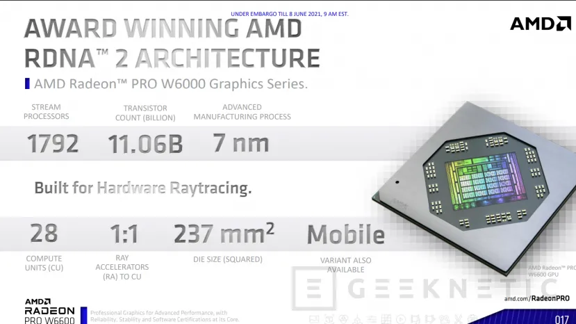 Geeknetic AMD presenta las Radeon PRO W6800 y W6600 con RNDA 2 y hasta 32 GB de GDDR6 para profesionales 12