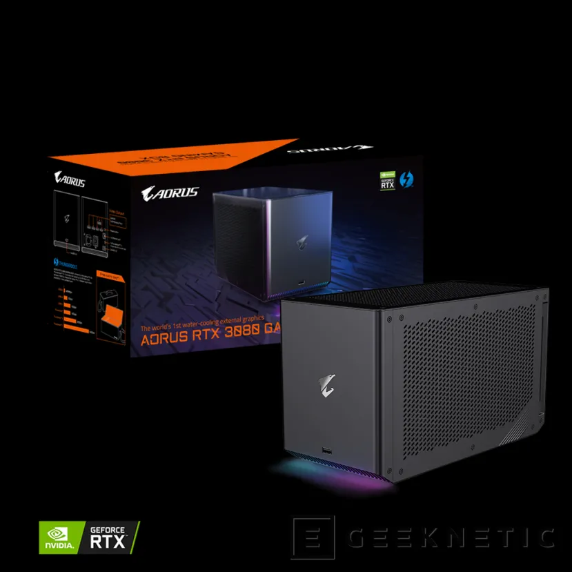 Geeknetic Aorus RTX 3080 Ti Gaming Box es la nueva eGPU con una NVIDIA RTX 3080 Ti refrigerada por líquido en su interior. 3