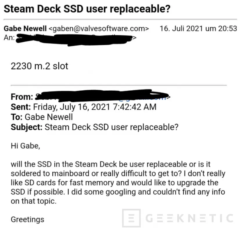 Geeknetic La Valve SteamDeck contará con un slot M.2. 2230 1