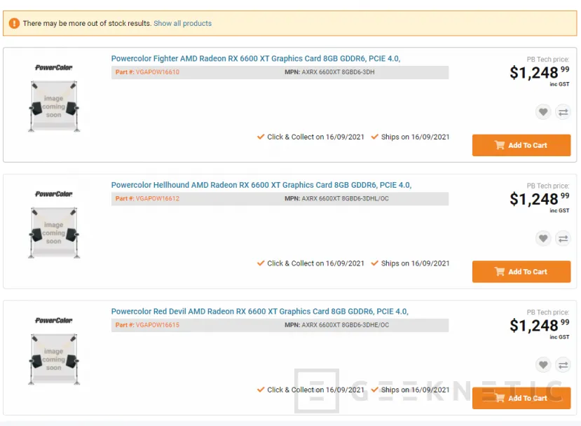 Geeknetic Listadas en una tienda online de Nueva Zelanda 3 modelos de PowerColor AMD RX 6600 XT con 8 GB GDDR6 1