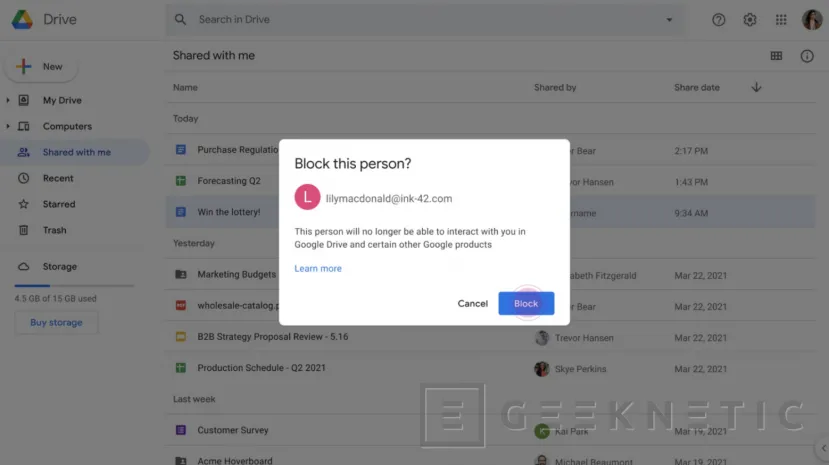 Geeknetic Google Drive permitirá bloquear a usuarios para evitar potencial acoso 1