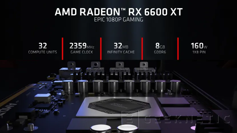Geeknetic AMD anuncia la Radeon 6600 XT, con 8GB de Memoria y 2,3GHz en GPU 4