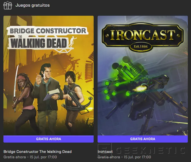 Geeknetic Llévate gratis Bridge Constructor The Walking Dead y Ironcast en la Epic Games Store 1
