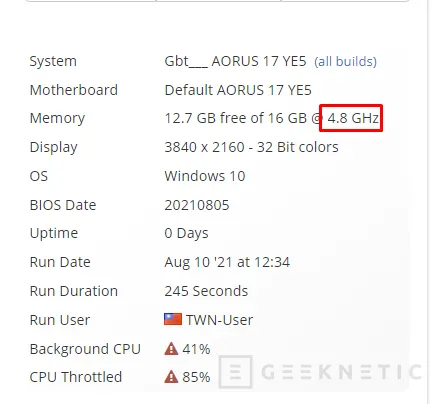 Geeknetic El Aorus 17G 17YE5 se filtra con procesadores Intel Alder Lake y memoria DDR5 1