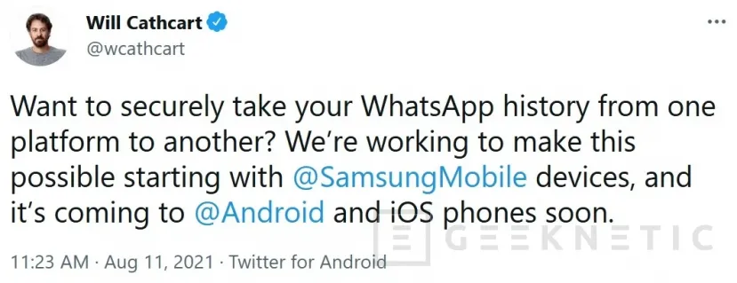 Geeknetic Los Samsung Galaxy Z Fold3 y Galaxy Z Flip3 serán los primeros en contar con la transferencia de conversaciones de WhatsApp 1