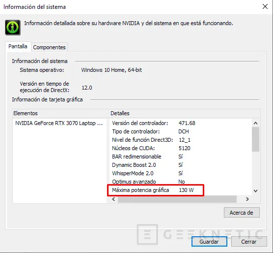 Geeknetic Cómo saber a qué TGP está configurada la NVIDIA RTX de tu portátil 7