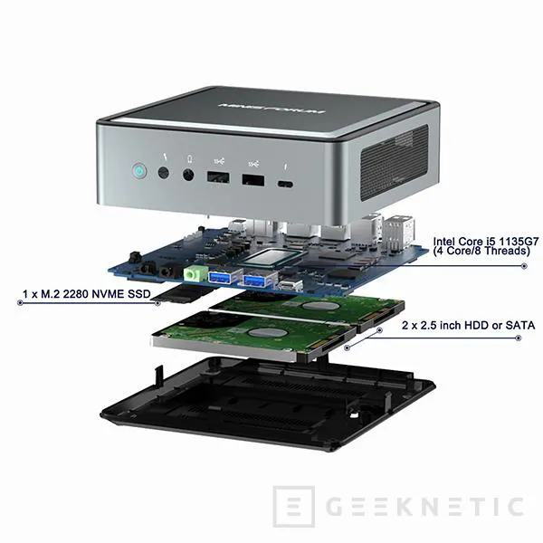 Geeknetic El pequeño Minisforum EliteMini TL50 integra un Intel Core i5-1135G7, 12 GB de RAM y tiene espacio para dos unidades de 2.5&quot; 2