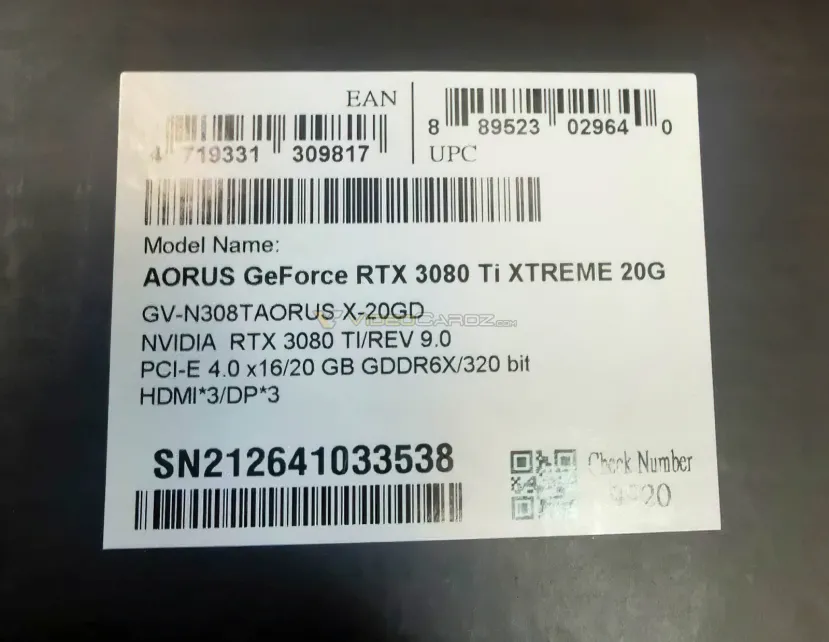 Geeknetic Fotografías dejan ver una tarjeta NVIDIA AORUS RTX 3080 Ti con 20 GB de vRAM 2