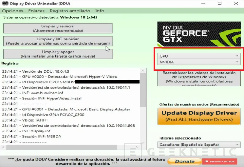 Geeknetic Cómo Desinstalar los Drivers de NVIDIA Sin Dejar Rastros con DDU  5