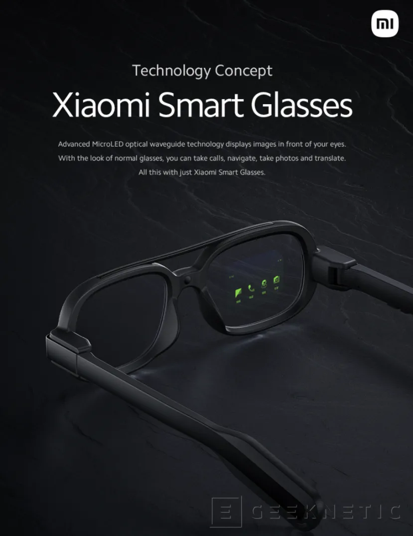 Geeknetic Xiaomi deja ver su concepto de Smart Glasses con pantalla MicroLED monocroma 2