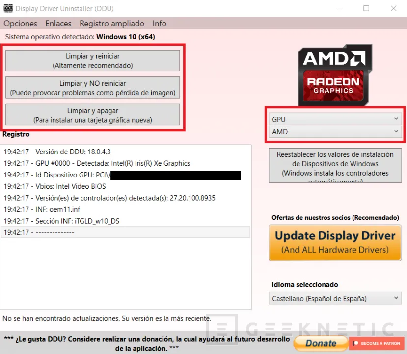 Geeknetic Cómo Desinstalar los Drivers Gráficos de AMD Sin Dejar Rastros con DDU 3