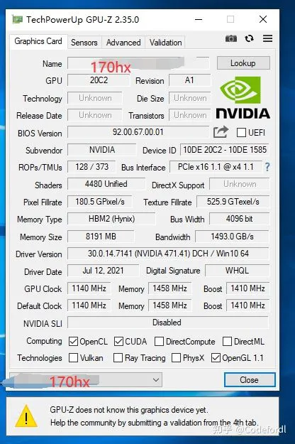 Geeknetic Aparece una NVIDIA CMP 170HX basada en la GPU A100 con un hash rate de 164 MH/s 3