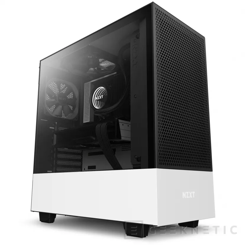 Geeknetic NZXT ha lanzado la nueva caja H510 Flow con panel perforado y ha renovado sus RL AIO para ofrecerlas en color blanco mate 1