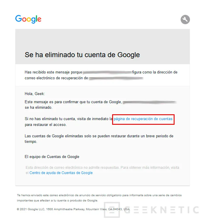 Geeknetic Cómo eliminar tu cuenta de Google 10