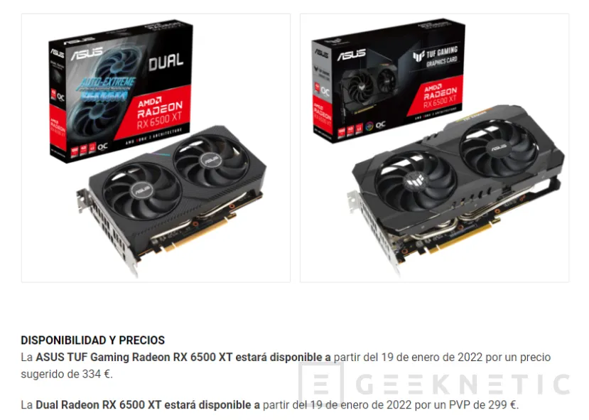 Geeknetic La AMD ASUS Radeon RX 6500 XT tiene un precio recomendado a partir de los 299 euros 1