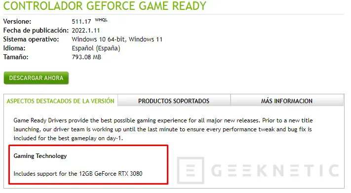 Geeknetic NVIDIA confirma la RTX 3080 de 12 GB en sus últimos drivers GeForce 511.17 Game Ready 2