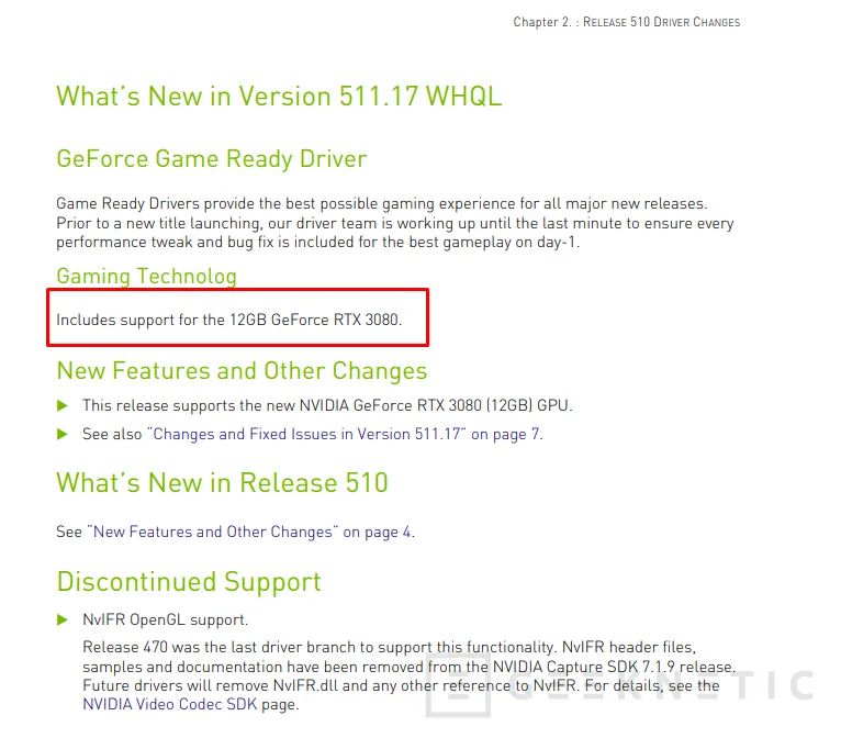 Geeknetic NVIDIA confirma la RTX 3080 de 12 GB en sus últimos drivers GeForce 511.17 Game Ready 1