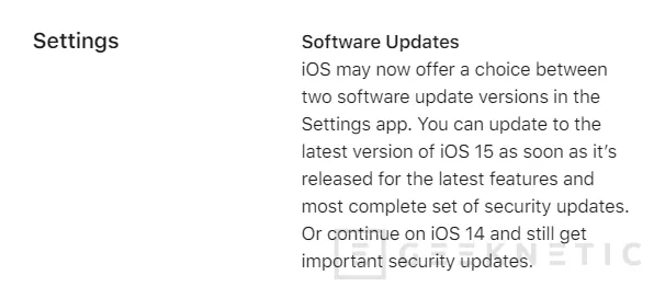 Geeknetic Apple aclara que la opción de quedarse en iOS 14 tras el lanzamiento de iOS 15 fue siempre temporal 1