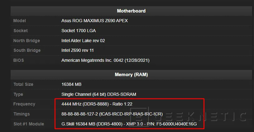 Geeknetic Baten el Récord de Overclock DDR5 al conseguir alcanzar los 8.888 MHz  2