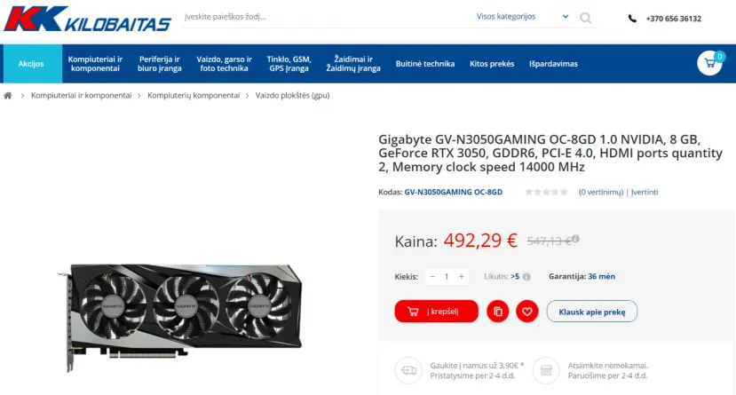Geeknetic La primera NVIDIA RTX 3050 aparece en una web online por 492 euros 1